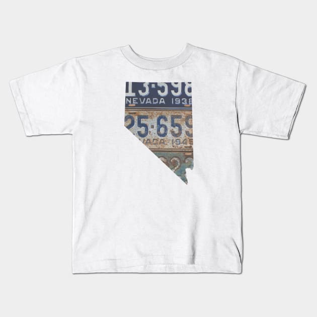 Vintage Nevada License Plates Kids T-Shirt by juniperandspruce